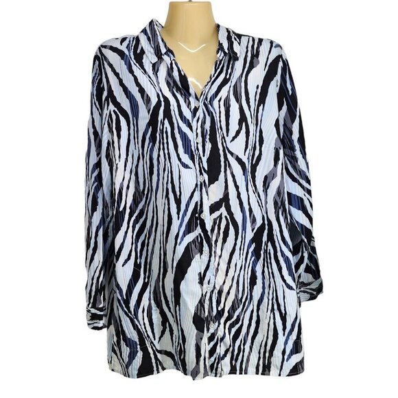 Chico's Zebra Piazza Side-Pocket‎ Tunic Top Women's Size L - Picture 1 of 11